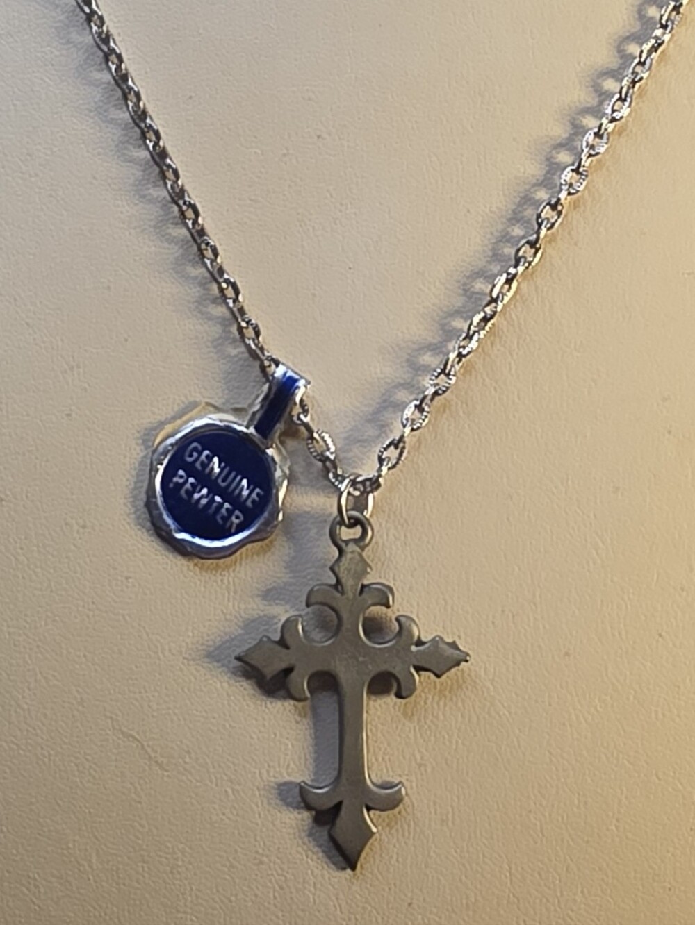 Genuine Pewter Cross Pendant Necklace - By Kelly Waters